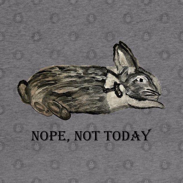 Nope, not today – black and white rabbit by Anke Wonder 